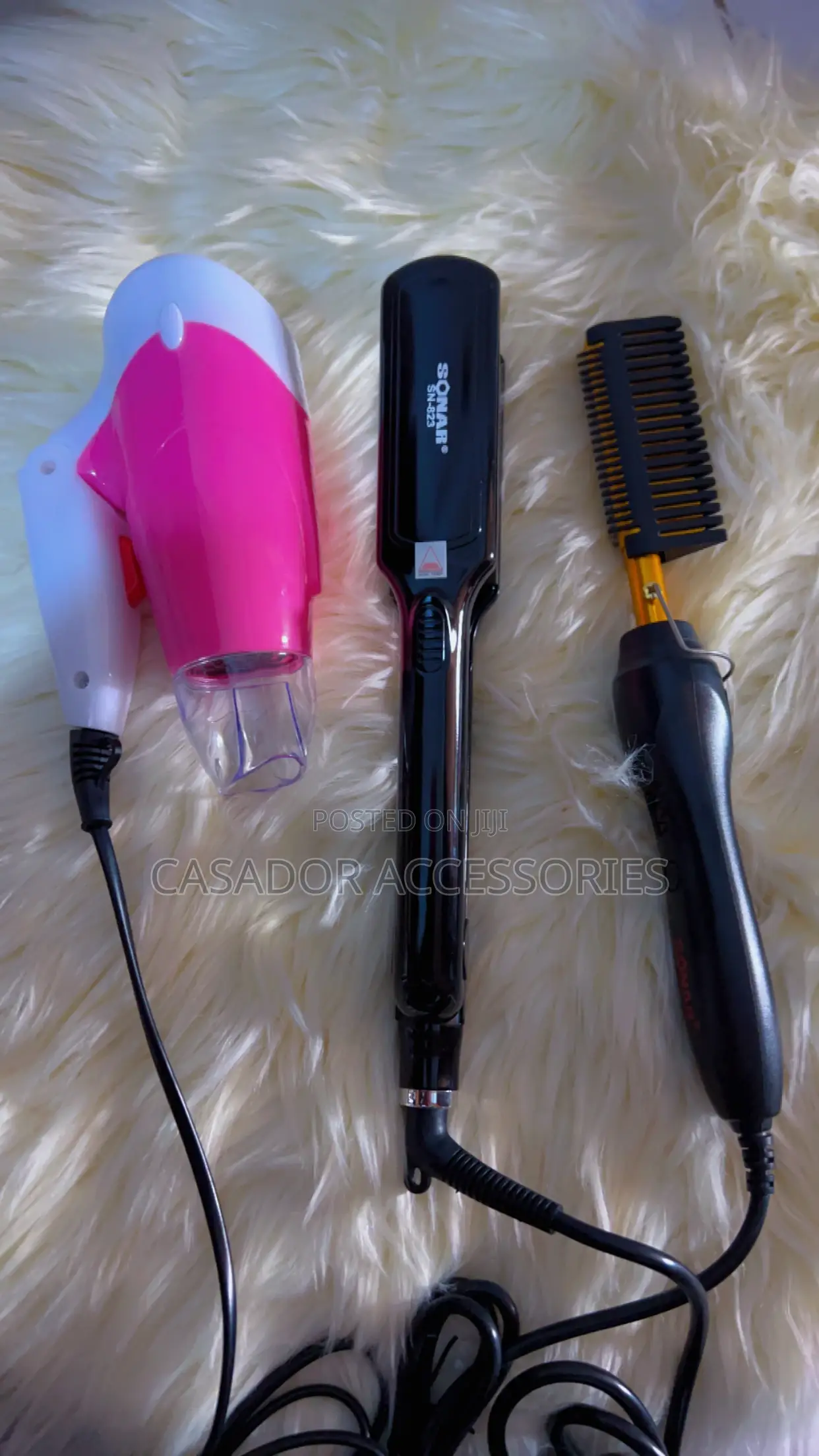 Professional Hot Comb ,Straightner and Medium Hair Dryer
