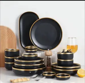 Nordic Style Black Dinnerware Set 24pcs