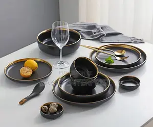 Nordic Style Black Dinnerware Set 24pcs