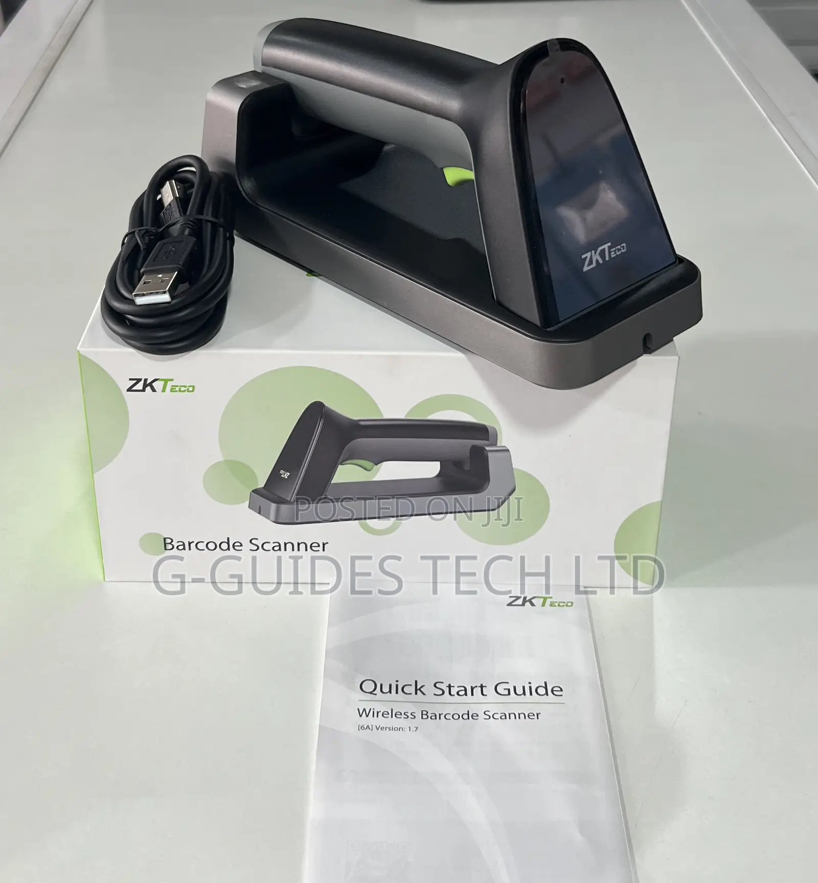 Zkteco 1d/2d Wireless Barcode and Qr Code Scanner With Base ZKB-203s
