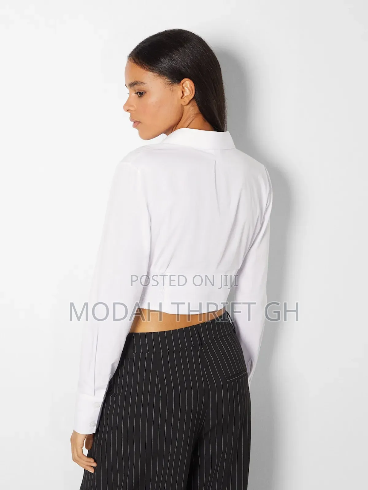 White Long Sleeves Corset Shirt