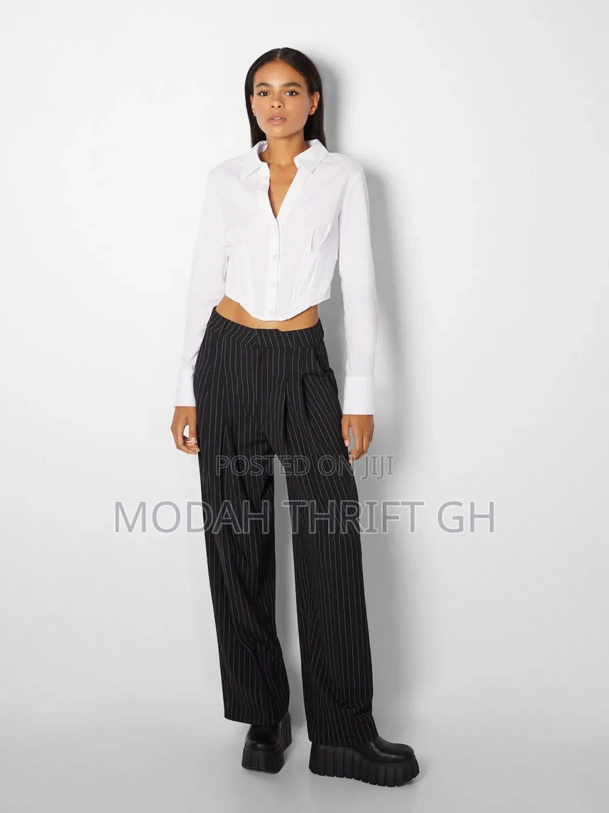 White Long Sleeves Corset Shirt