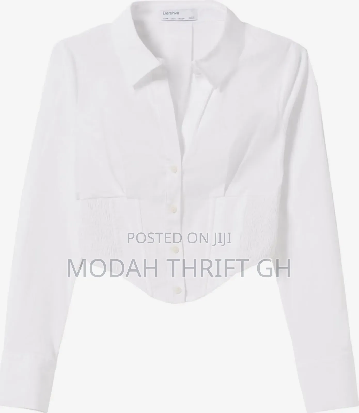 White Long Sleeves Corset Shirt