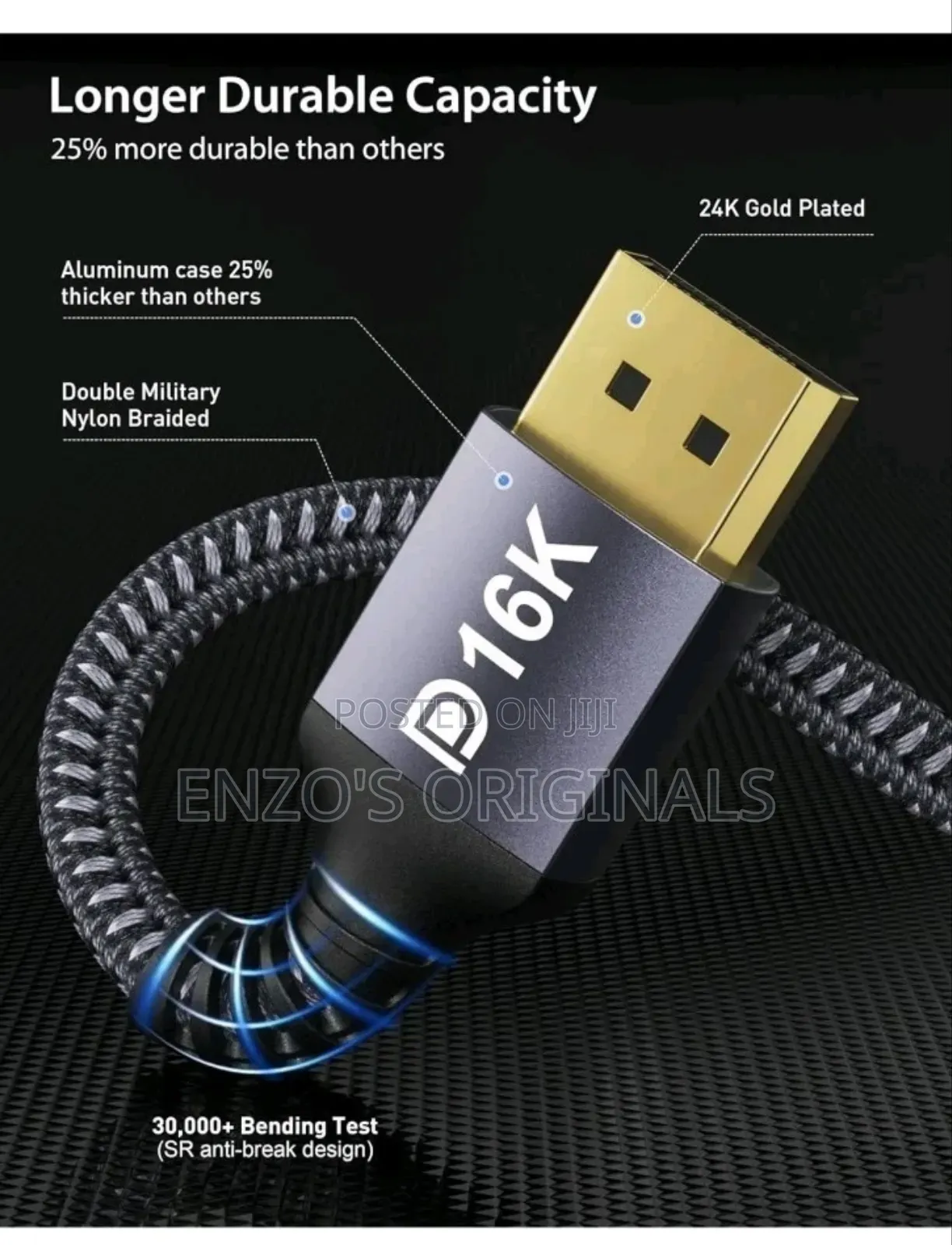 Display Port 2.1 Cable 6ft 16kay
