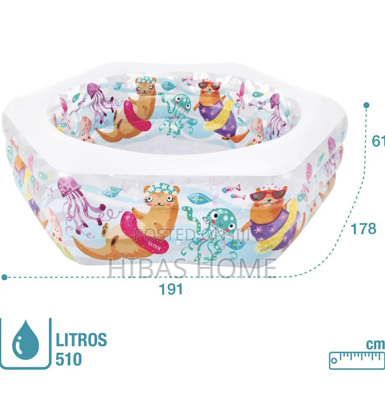 Intex Inflatable Happy Otter Swimming Pool (510l) 191x178x61
