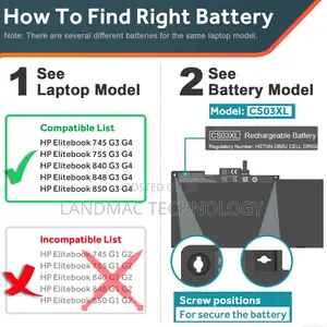 Cs03xl Battery for Hp Elitebook 745 755 840 848 850 G3 G4
