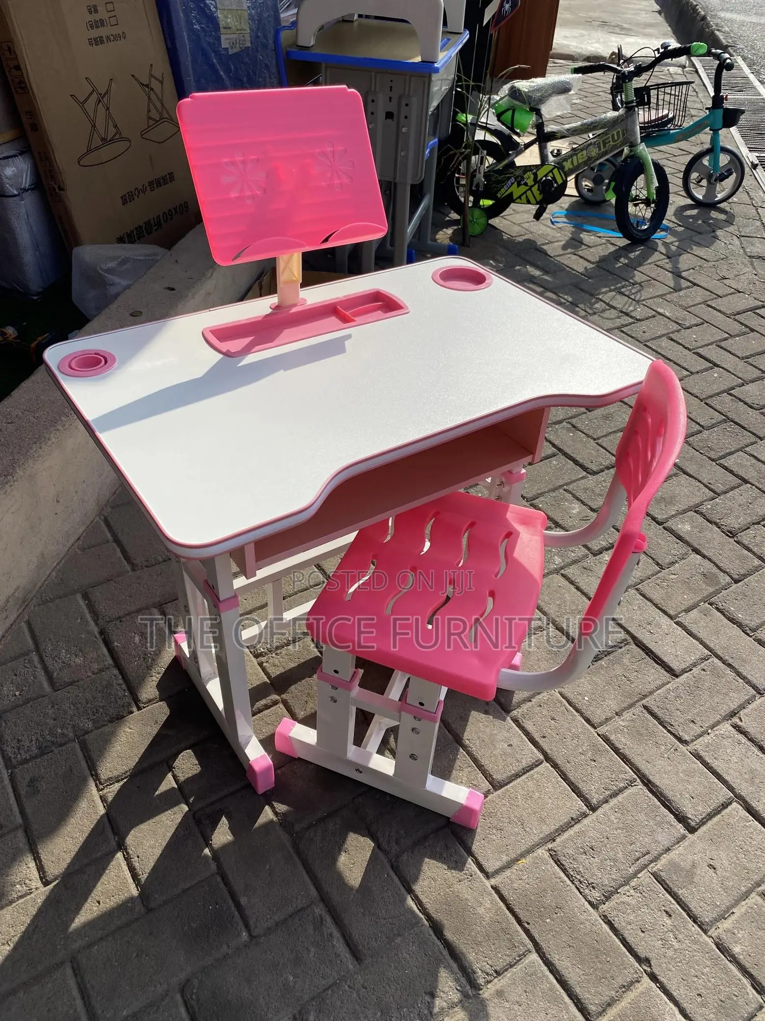 Adjustable Kids Study Table Chair Set - Pink