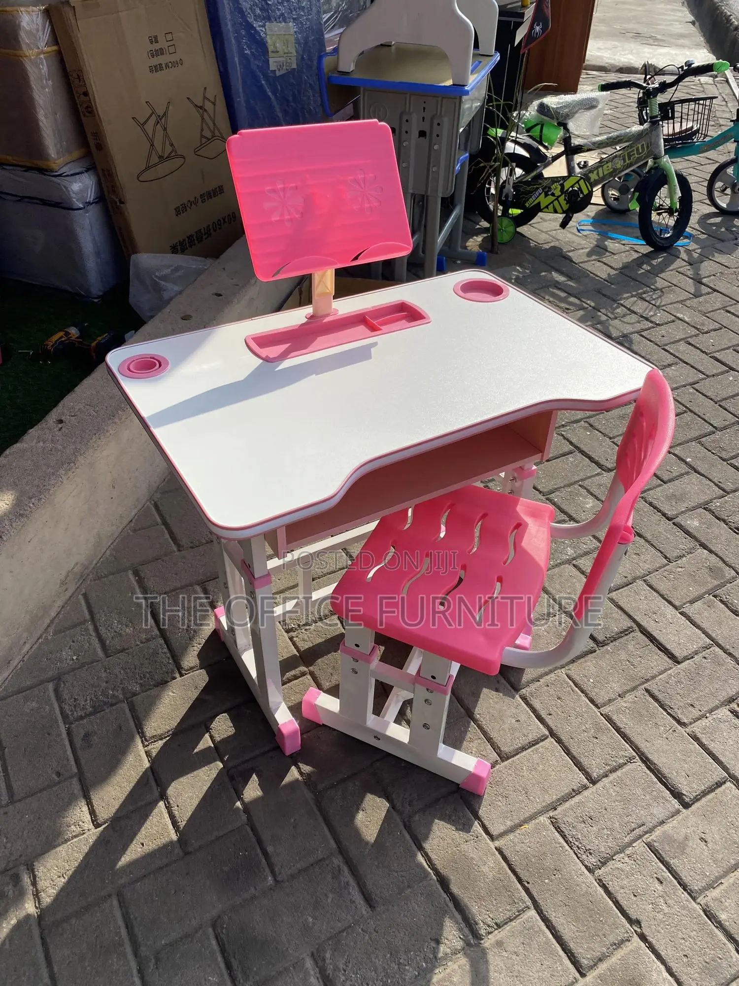 Adjustable Kids Study Table Chair Set - Pink