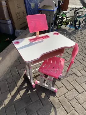 Adjustable Kids Study Table Chair Set - Pink