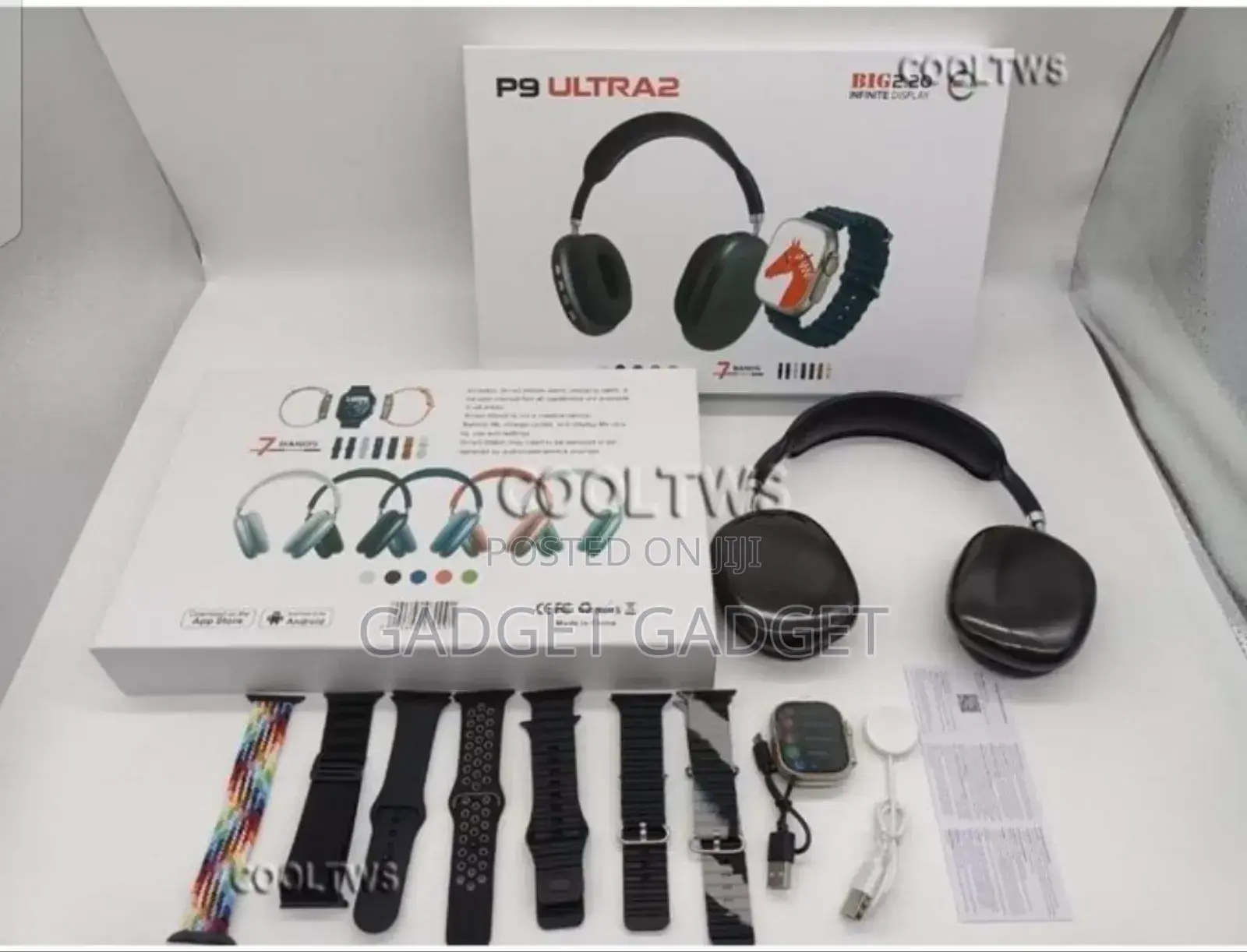 P9 Ultra2 High Display Smart Watch ( 7 Band) and Headset