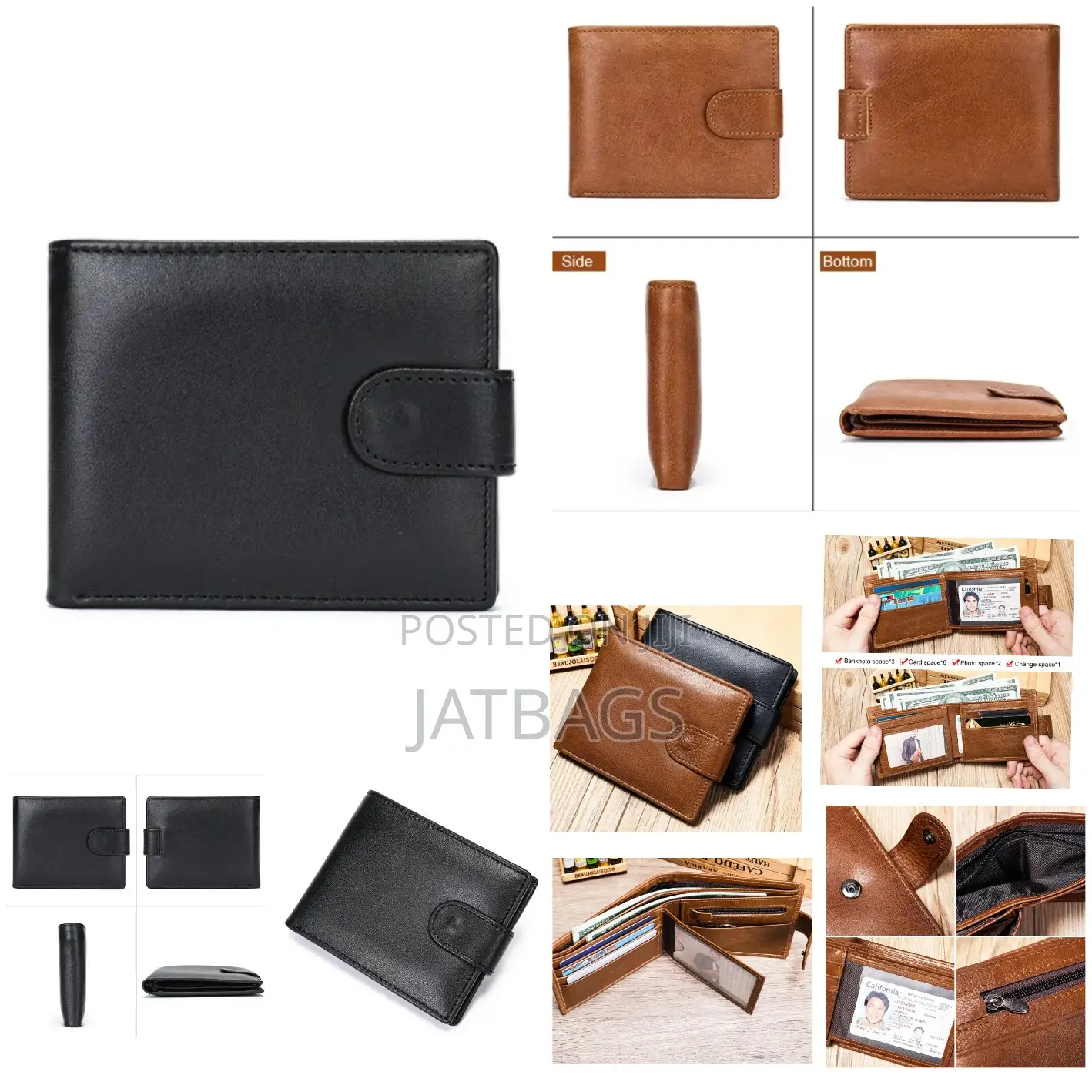 Black and Brown Men Pocket Leather Wallet (Free Delivery)
