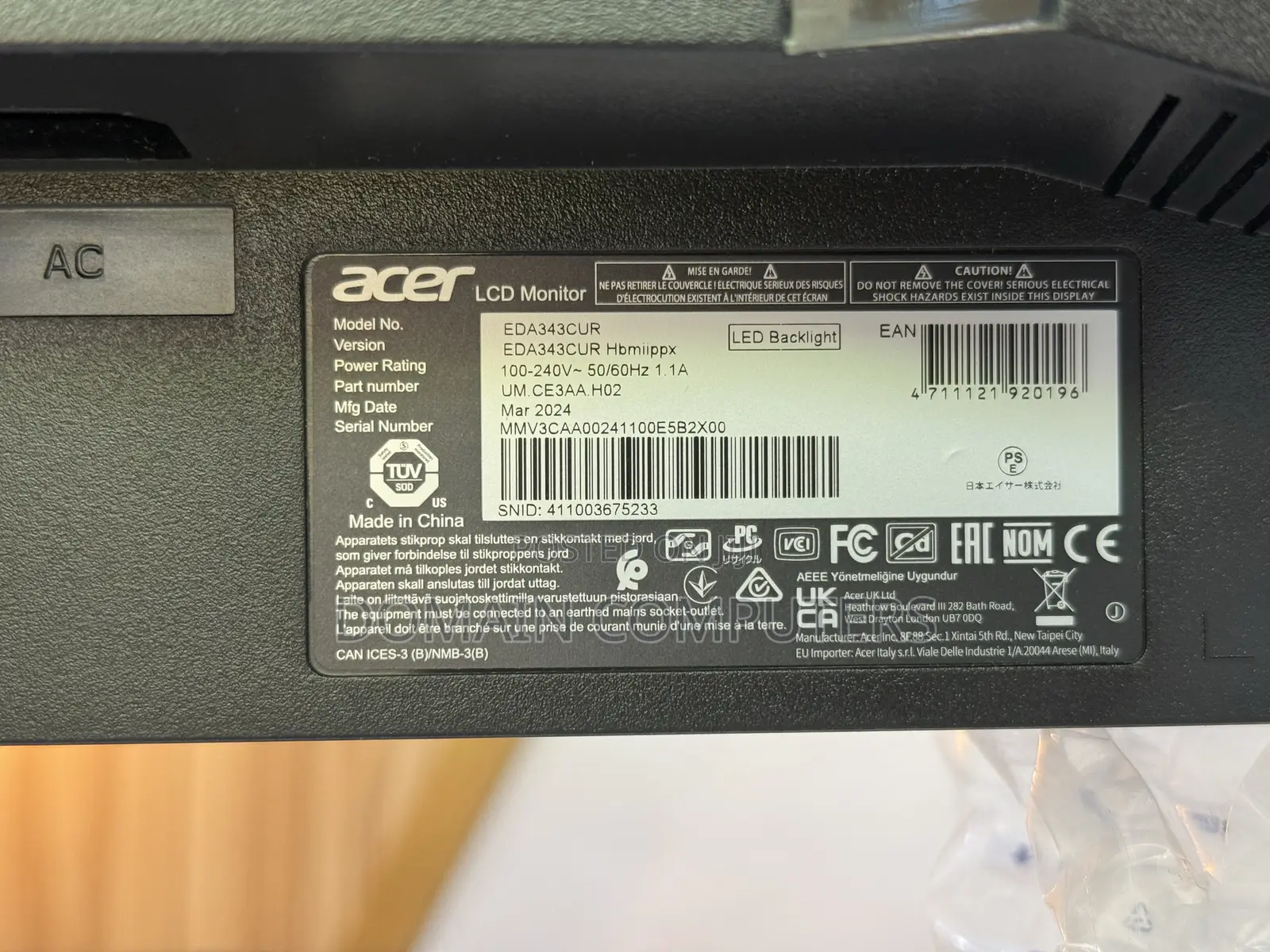 Acer ( Uwqhd) 34 Inches Gaming Monitor