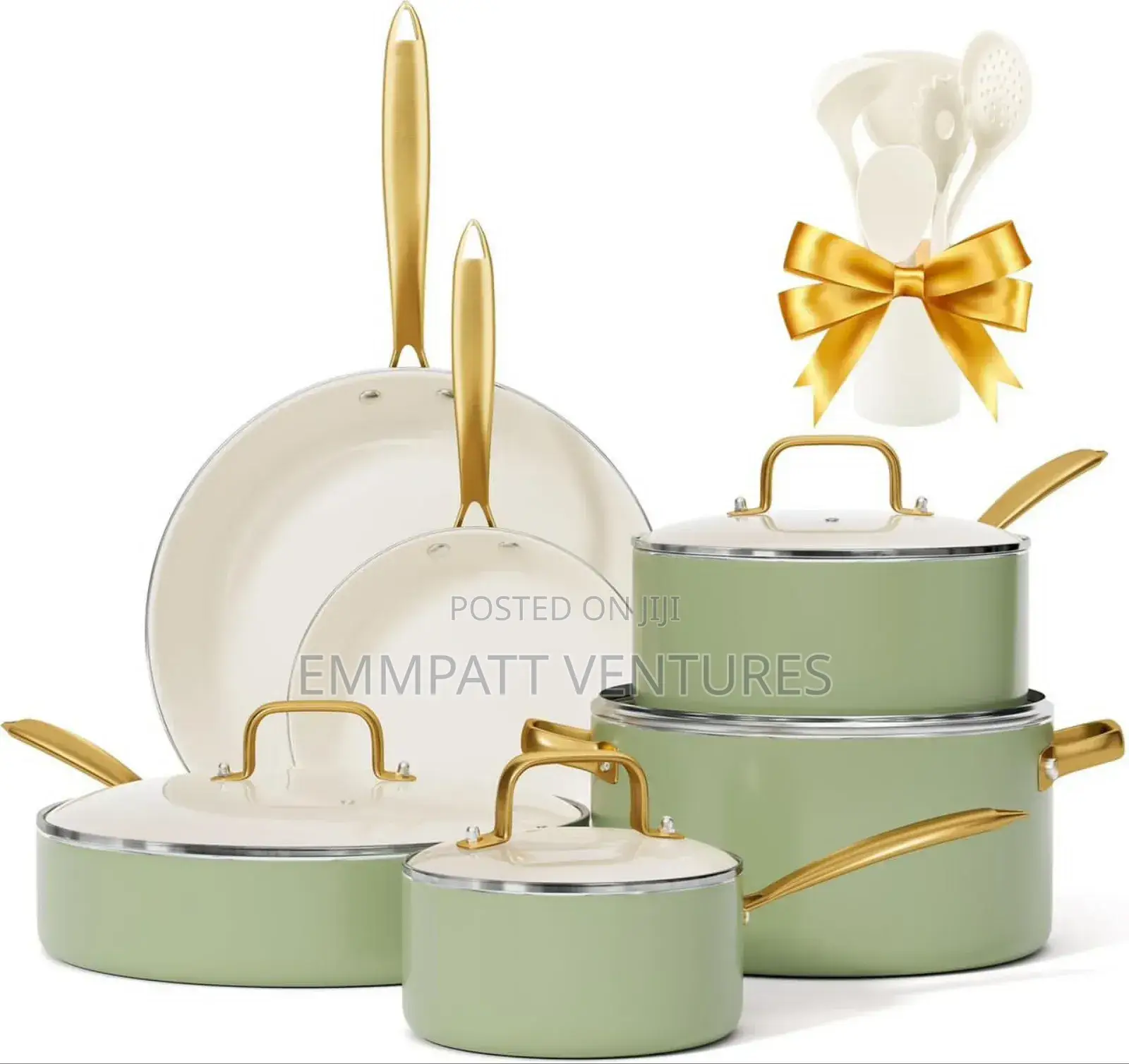 Cast Iron Cookware Green 15 PCS Set