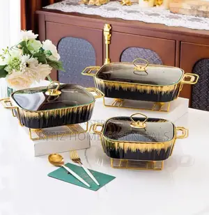 3 Pieces Ceramic Chaffing Dish