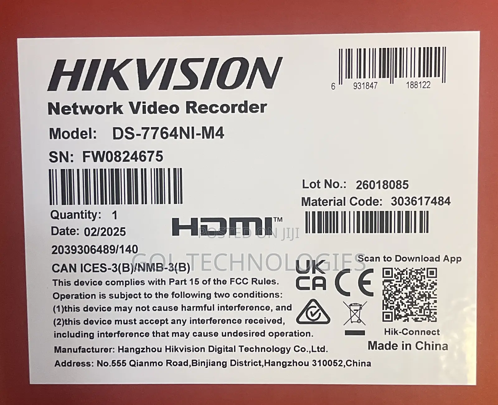 Hikvision 64ch NVR Ds-7764ni-M4 Ds-7700 Series Embedded NVR