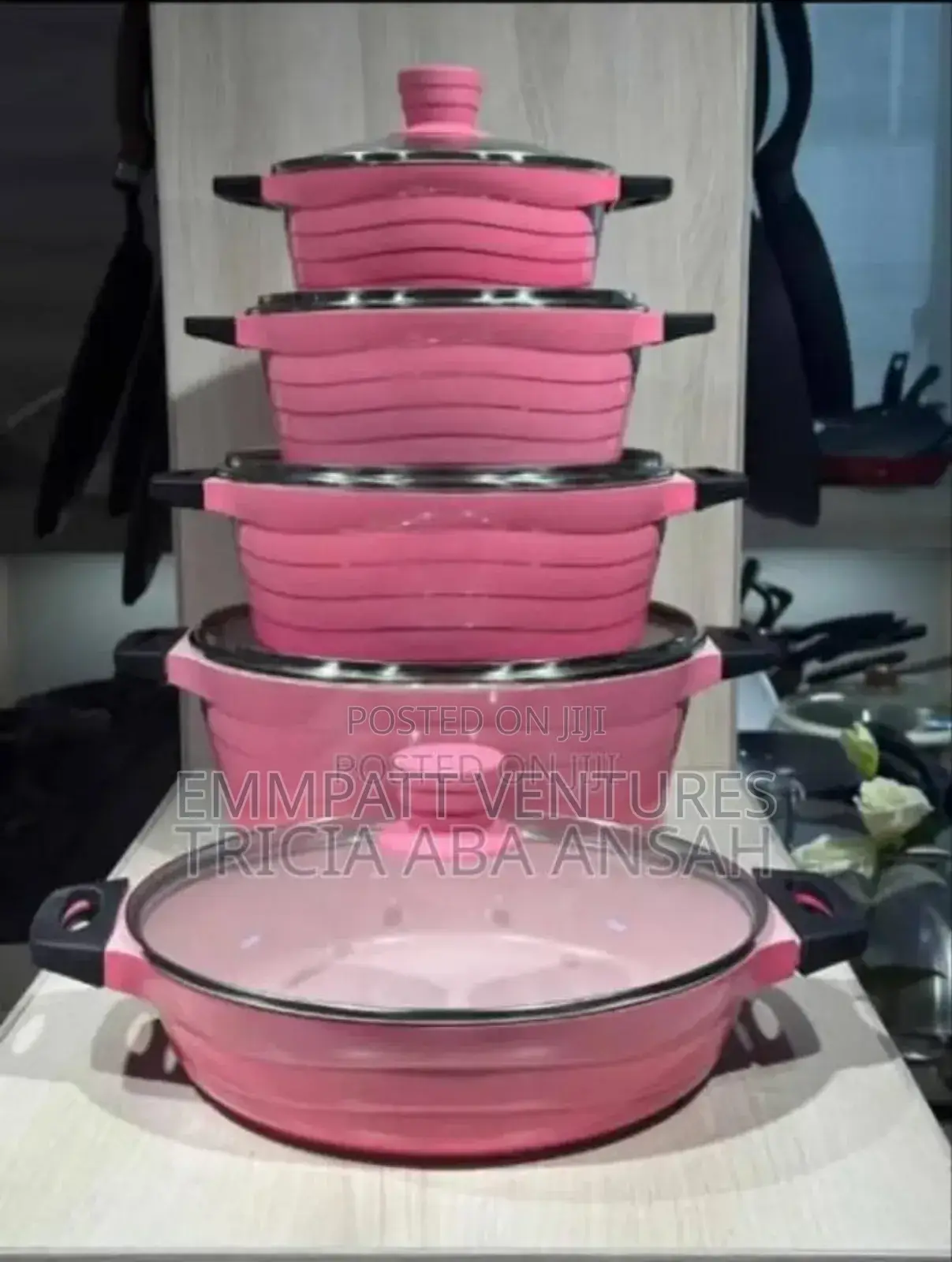 10pcs Granite Pink Cookware Set
