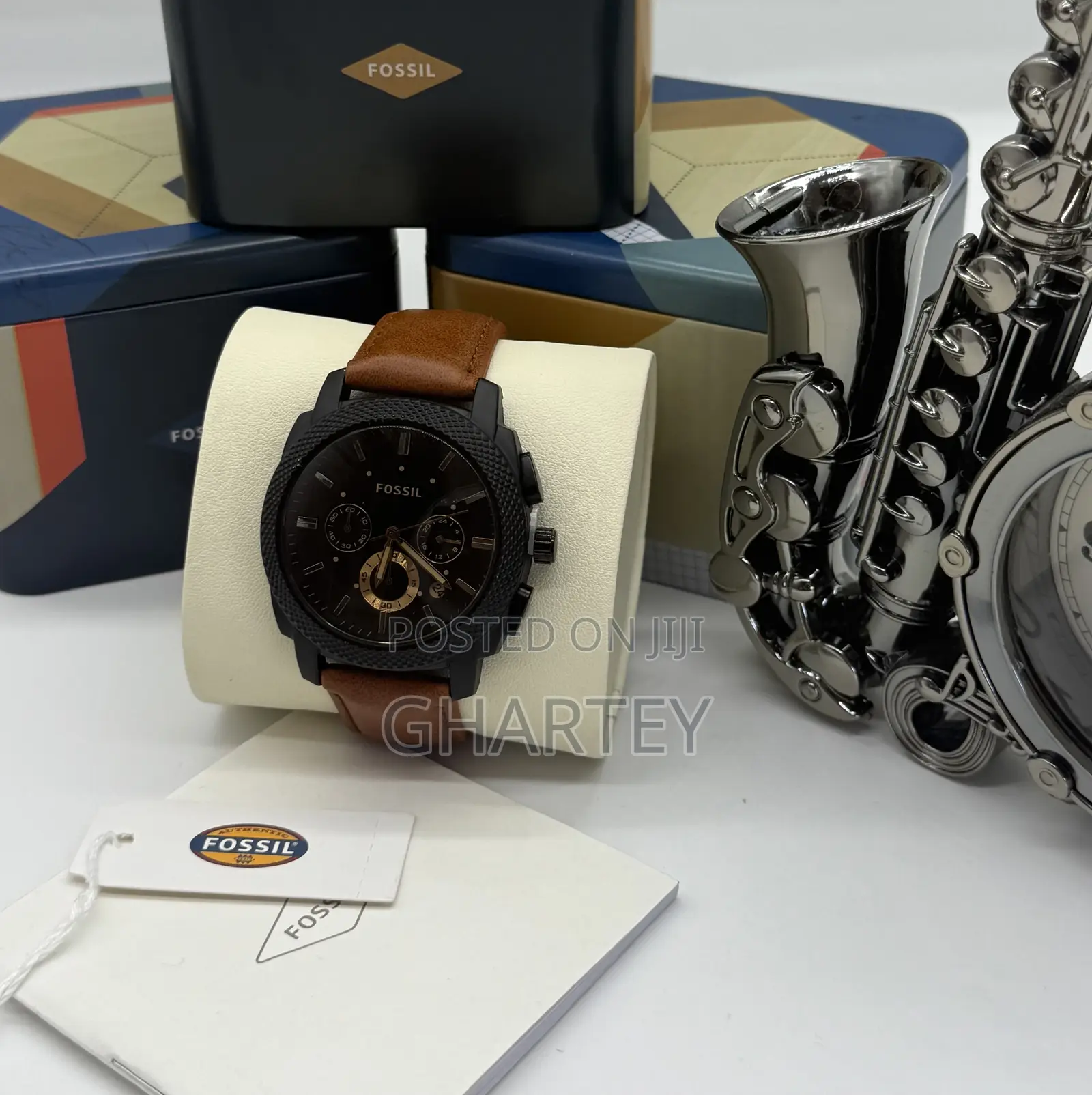 Chronograph Men’S Watch || Fossil Black Case Watch