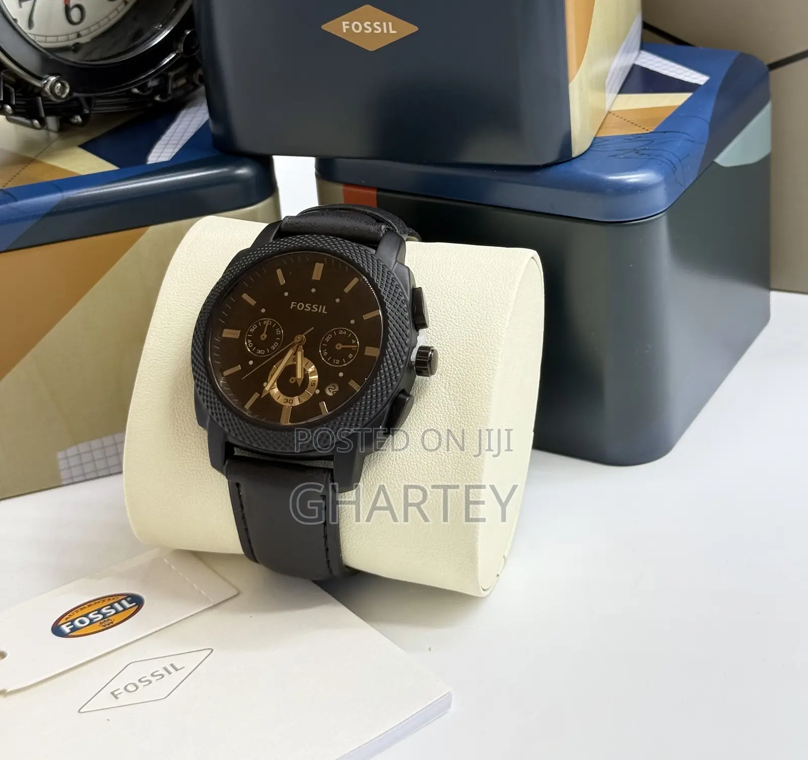 Chronograph Men’S Watch || Fossil Black Case Watch