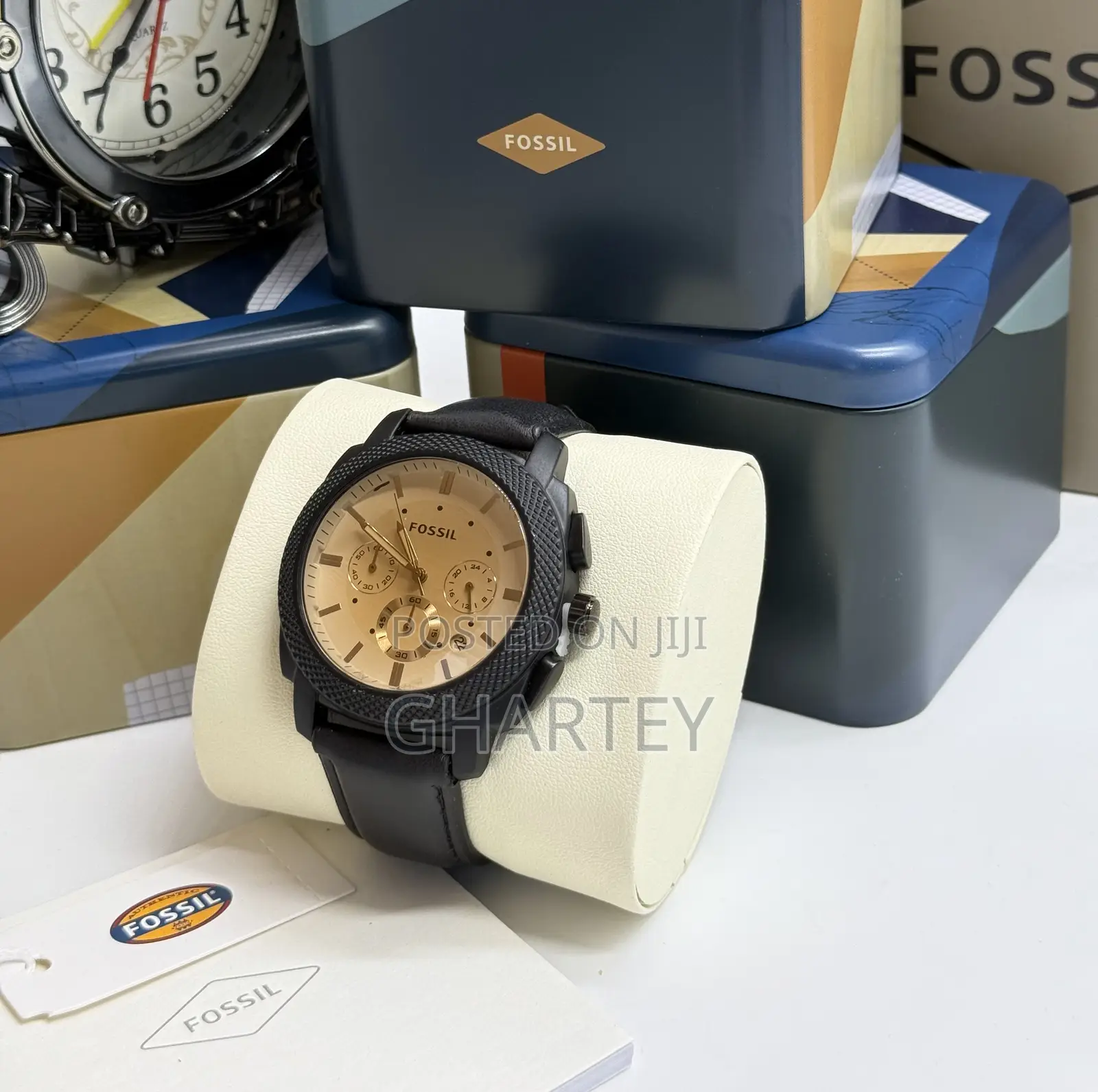Chronograph Men’S Watch || Fossil Black Case Watch