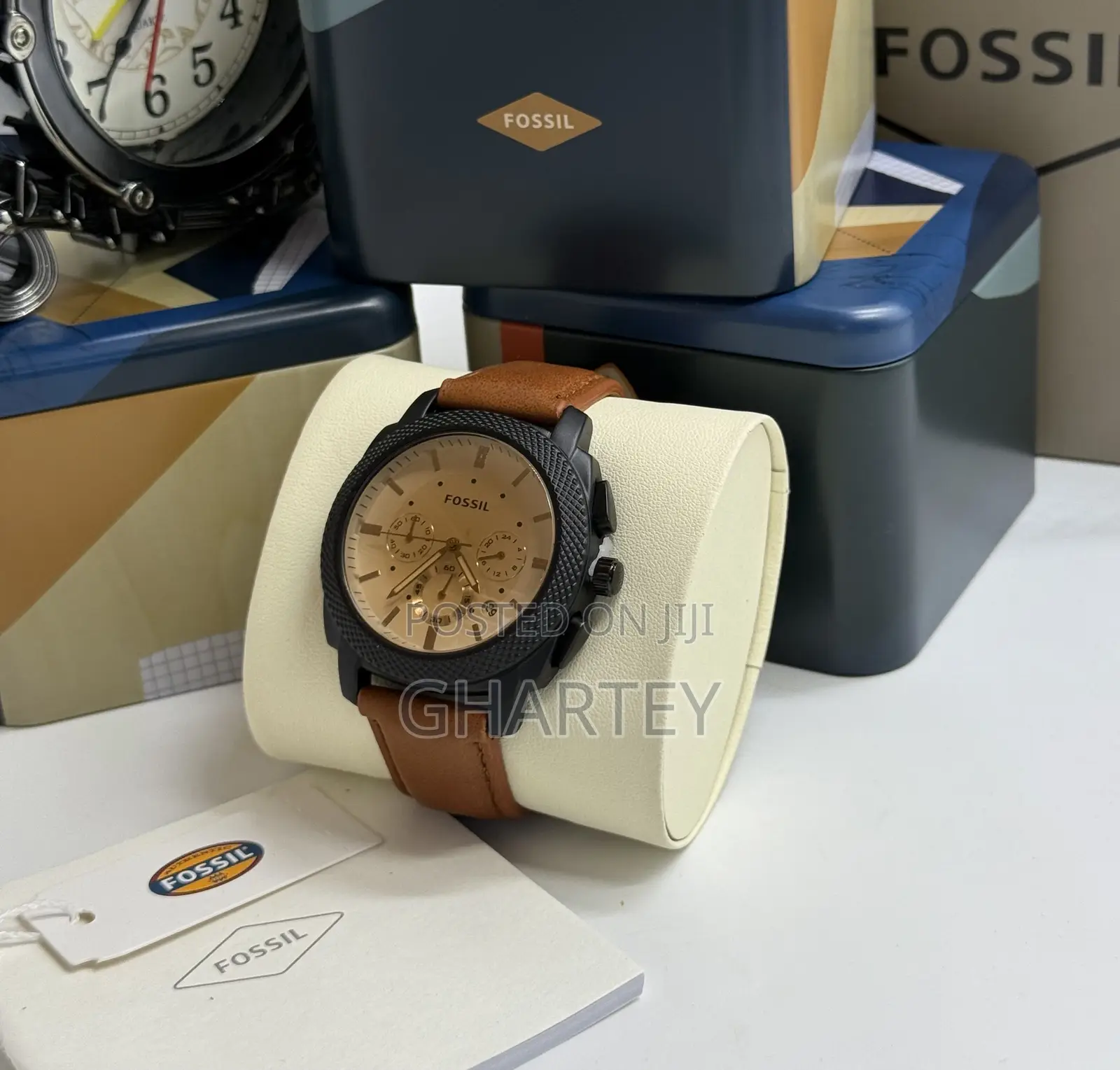 Chronograph Men’S Watch || Fossil Black Case Watch