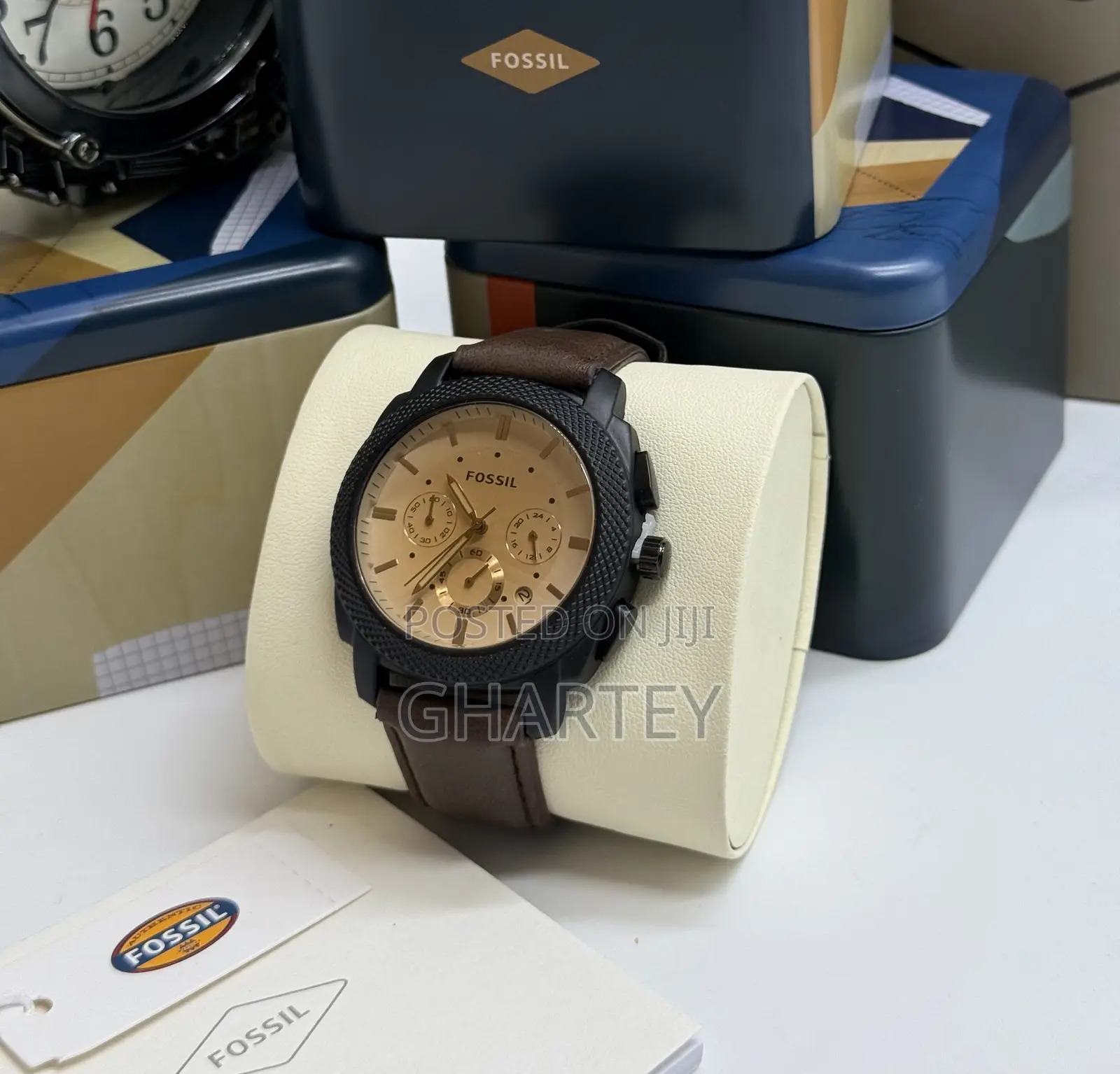 Chronograph Men’S Watch || Fossil Black Case Watch