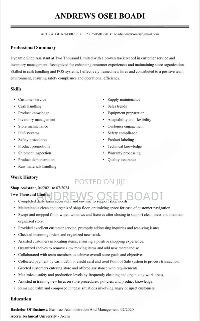 Sales Telemarketing CV