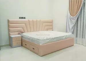Super King Size Bed With Mattress and Nightstand