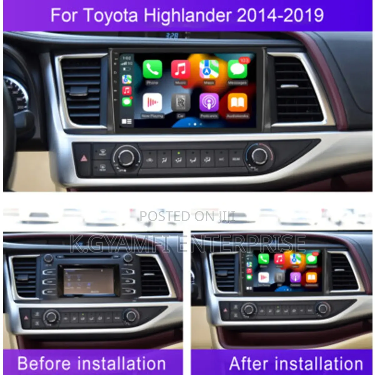 Quality Android Tape for Toyota Highlander 2014 to 2018