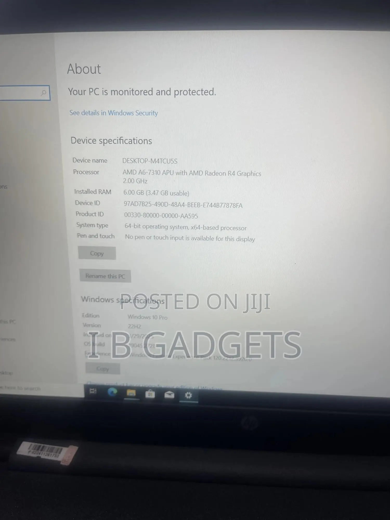 Laptop HP 15 6GB AMD A6 HDD 500GB