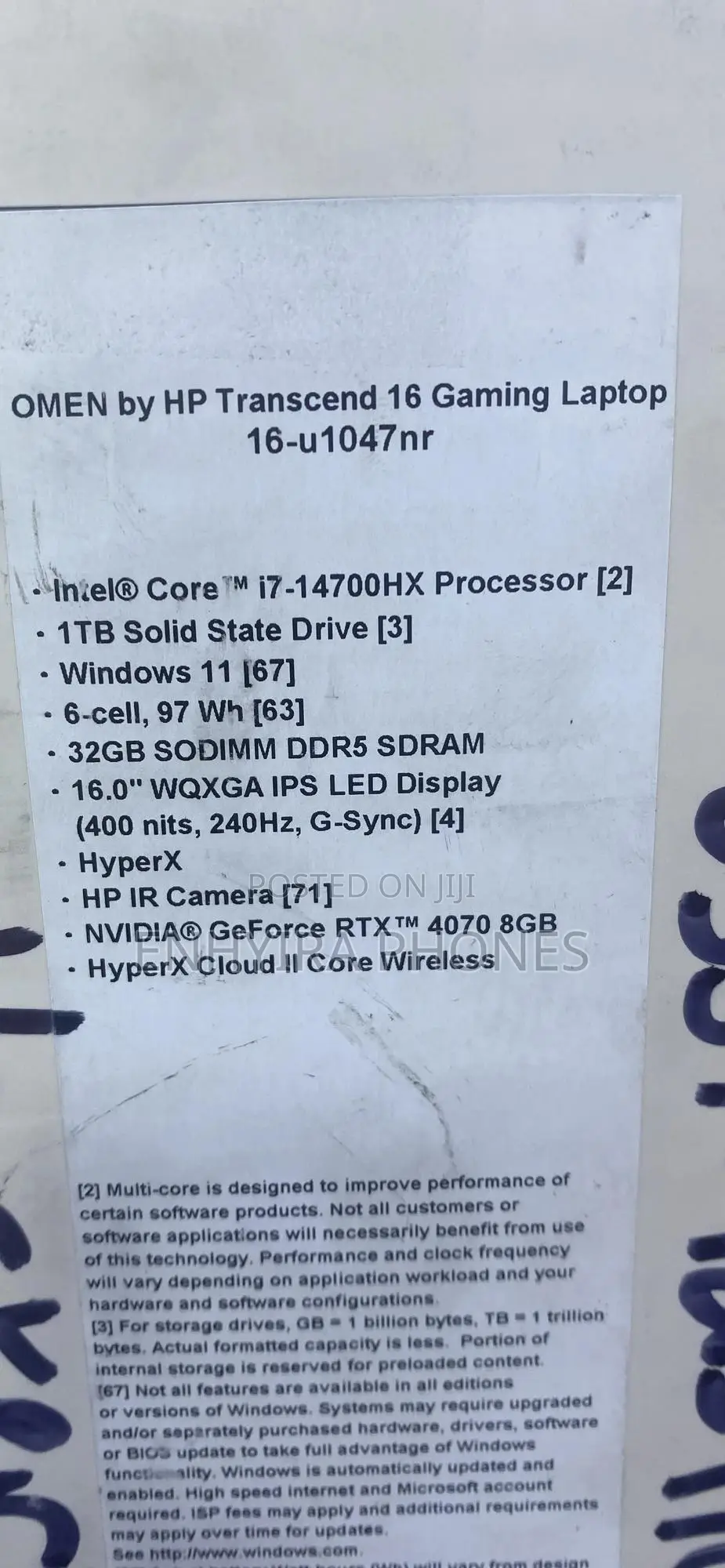 New Laptop HP Omen 16 3GB Intel Core I7 SSD 1T