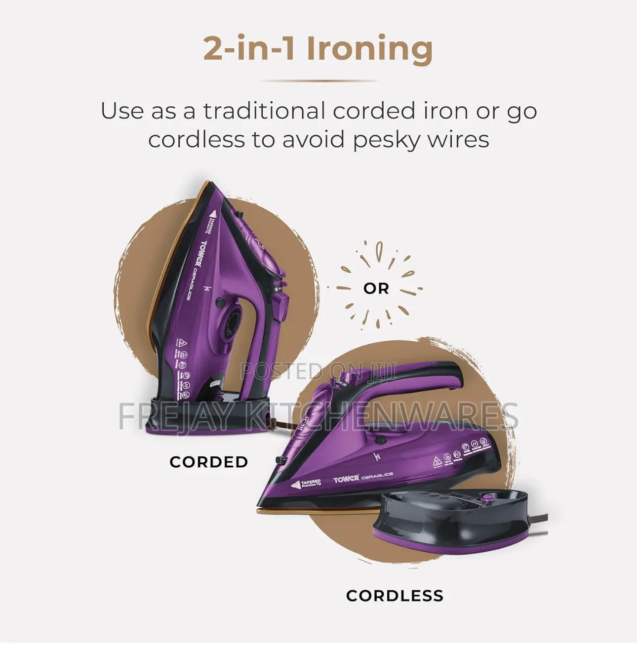 Tower 2 In 1 Cordless/Cord Iron