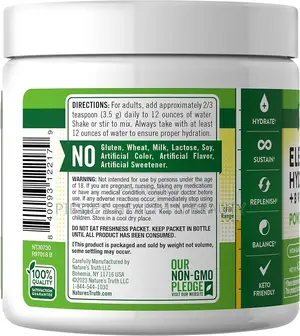 Nature's Truth Electrolytes Hydration Powder | No Sugar |