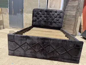 Black Suede Double Bedframe 54x75 //