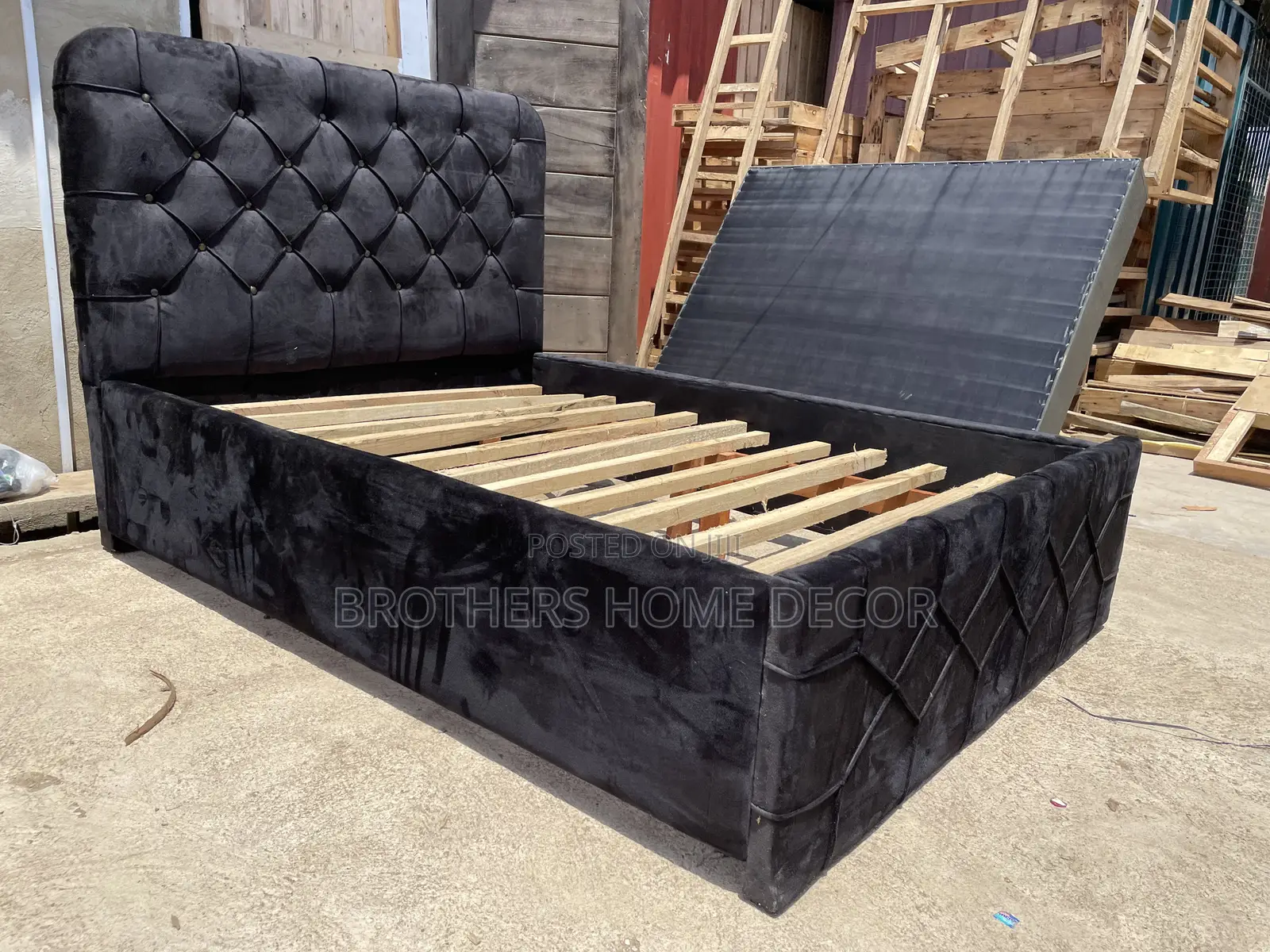 Suede Black Fabric Bedframe 54x75