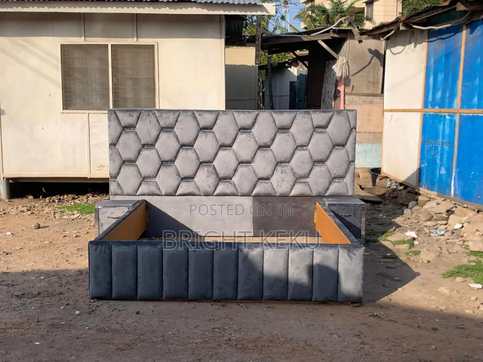 Dark Ash Queen Size Bed Frame With Side Draw