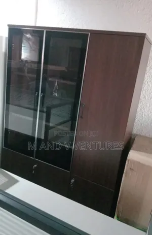 3 Doors Glass Wooden Cabinet