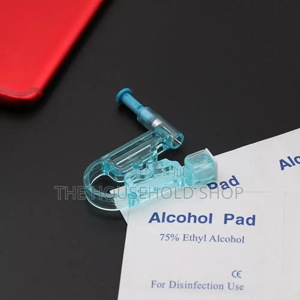 Blue Disposable Ear and Nose Piercing Gun Kit