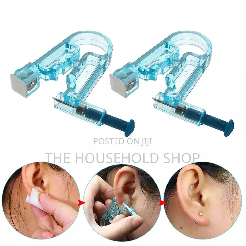 Blue Disposable Ear and Nose Piercing Gun Kit