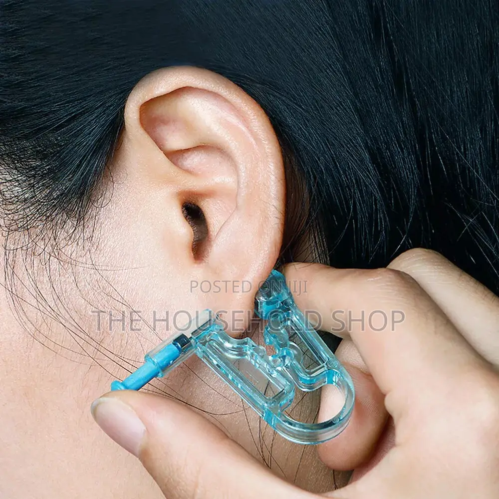 Blue Disposable Ear and Nose Piercing Gun Kit