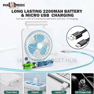 Rechargeable Fan With Table Lamp
