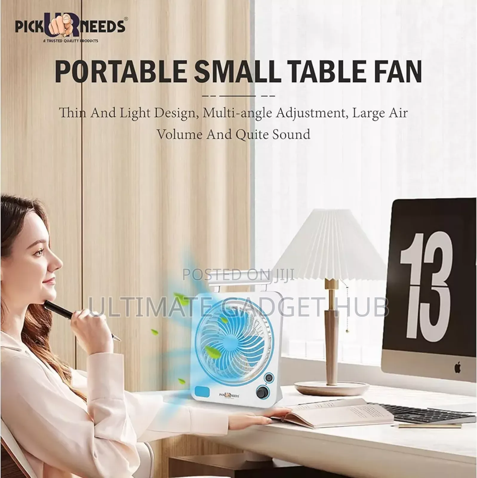 Rechargeable Fan With Table Lamp