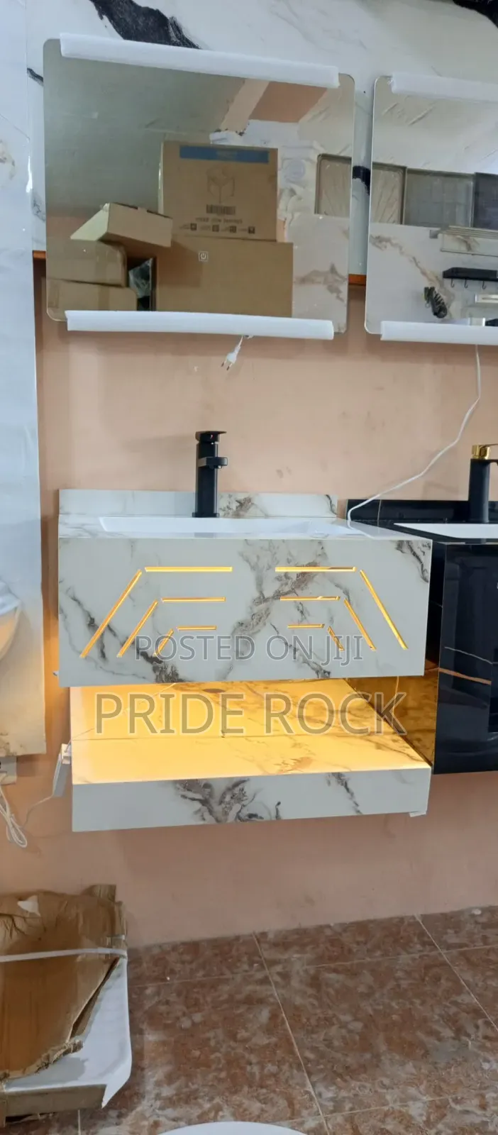 Cabinet Vanity Basin With Led Light