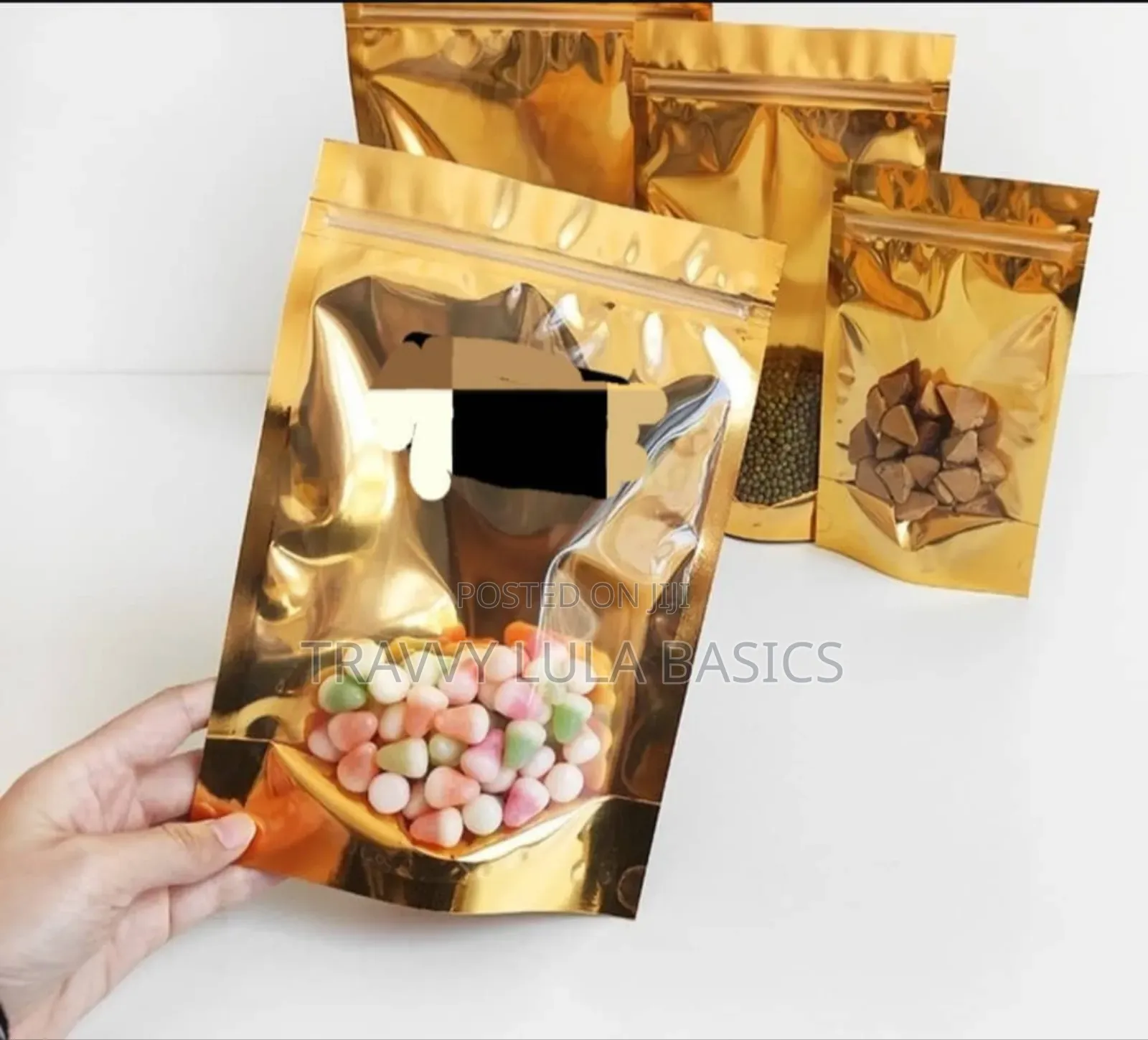 New Golden Aluminium Foil Ziplock Stand Up Pouches
