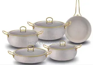 Granite Cookware Set Non-Stick Pot Pan Glass Lid