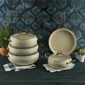 Granite Cookware Set Non-Stick Pot Pan Glass Lid