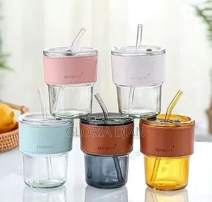 Glass Cup With Straw