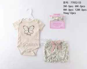 Baby Girls Bodysuit With Pants and Matching Headband