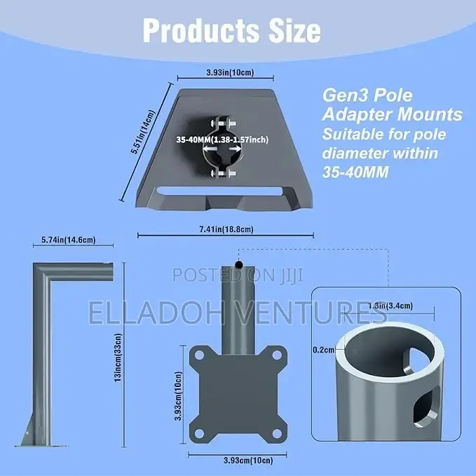 Starlink V3 Short Pipe Mount With Adapter