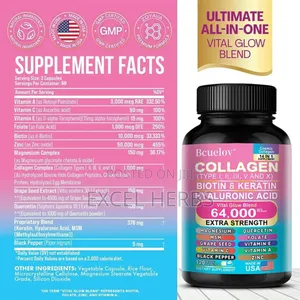 Bcuelov Collagen Biotin Keratin Hyaluronic Acid 120caps