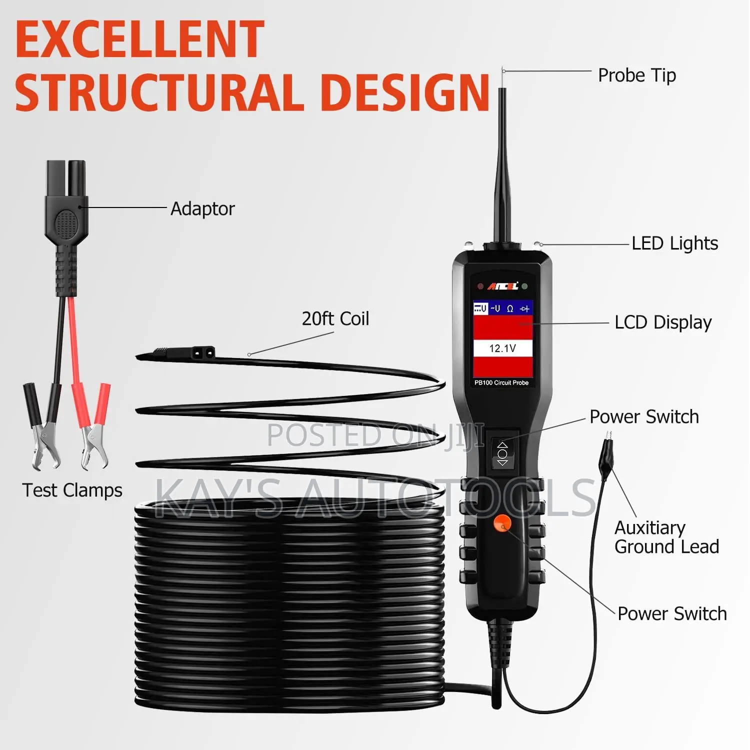 Ancel Pb100 Car Power Circuit Probe Tester, 12v 24v